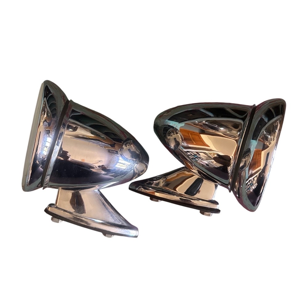 Vintage Chrome Bullet Side View Mirrors Pair Universal Classic Car Hot Rod Retro